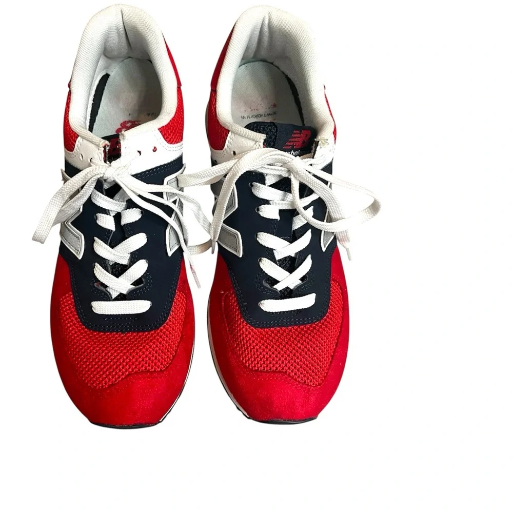 New Balance 574 ML574SRF Mens 9.5 Pigment Navy Team Red Gray Sneakers